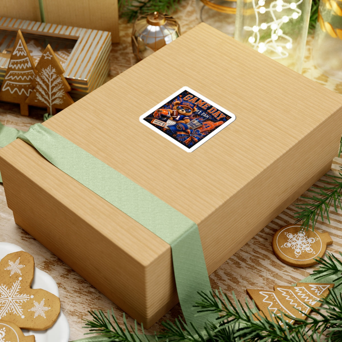 Game Day #1 Fan Bear Kiss-Cut Sticker — Football Spirit Laptop Sticker