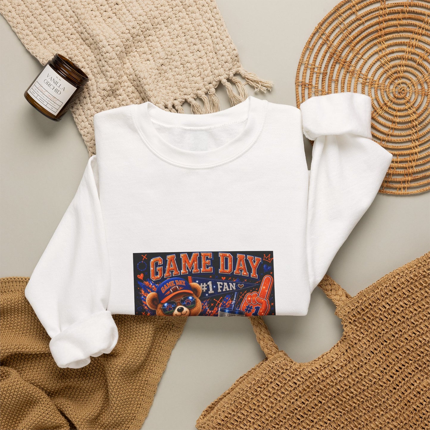 Game Day Bear Crewneck Sweatshirt — #1 Fan Sports Graphic Pullover
