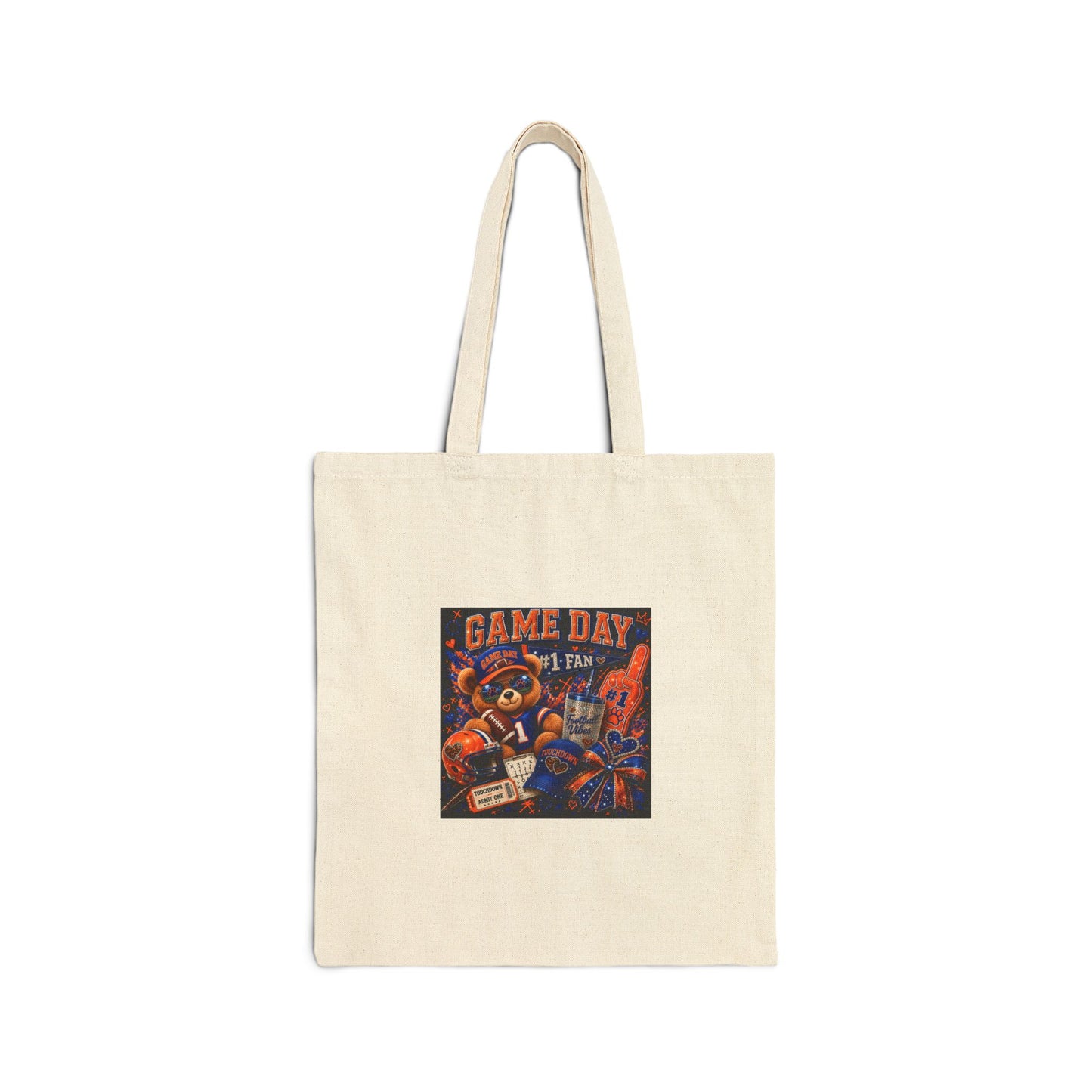 Game Day Fan Tote Bag — Vintage Football Canvas Grocery Bag