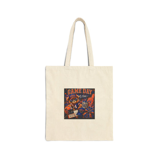 Game Day Fan Tote Bag — Vintage Football Canvas Grocery Bag