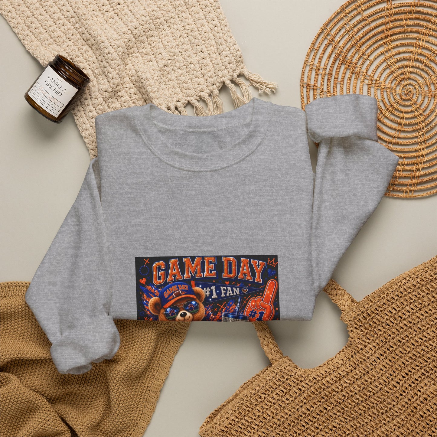 Game Day Bear Crewneck Sweatshirt — #1 Fan Sports Graphic Pullover