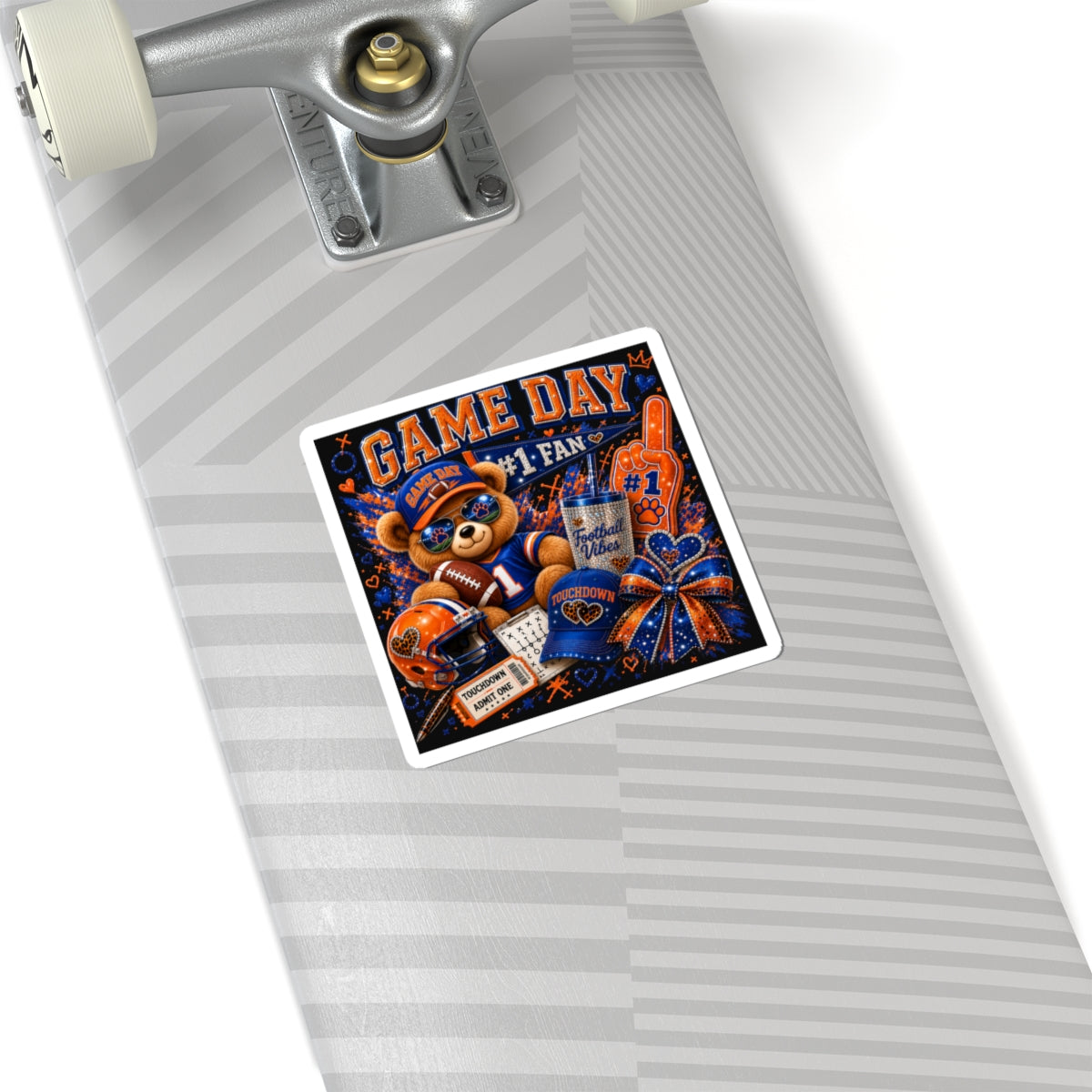 Game Day #1 Fan Bear Kiss-Cut Sticker — Football Spirit Laptop Sticker