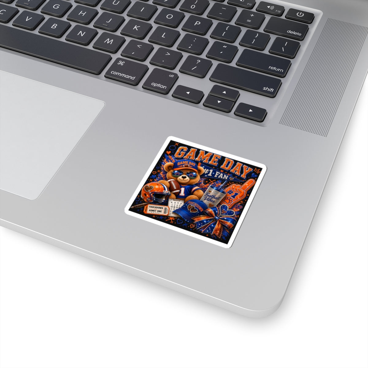 Game Day #1 Fan Bear Kiss-Cut Sticker — Football Spirit Laptop Sticker