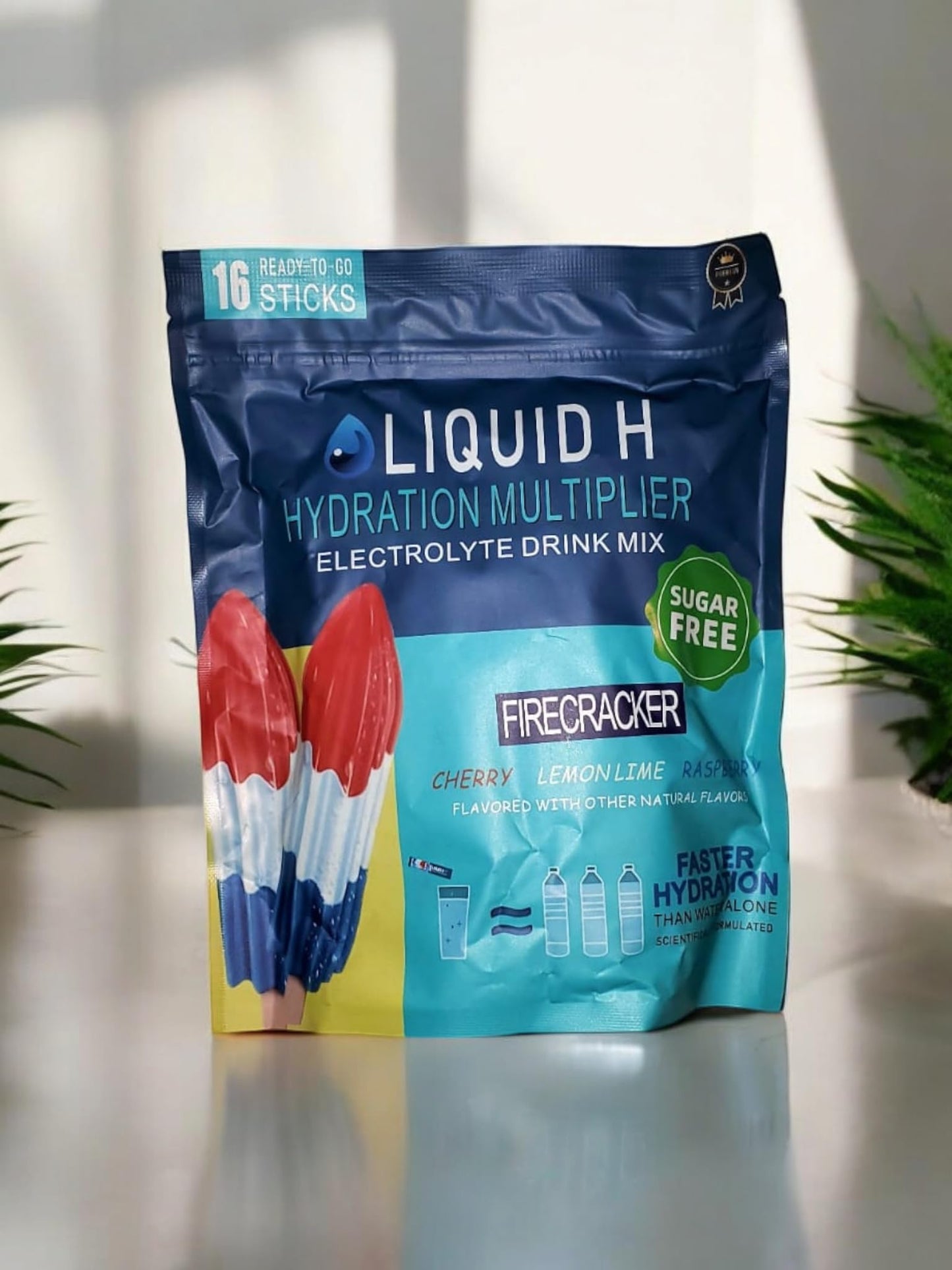Liquid H -PREMIUM Energy Hydration Multiplier Powder Packets - Sugar Free - Firecracker popsicle flavor - Electrolyte Drink Packets Mix | Single-Serving Sticks |16 Servings| Keto-friendly.