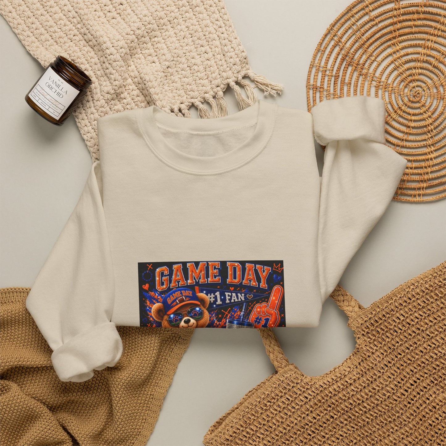 Game Day Bear Crewneck Sweatshirt — #1 Fan Sports Graphic Pullover